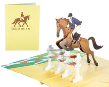 Load image into Gallery viewer, Horse Jumping Equestrian - WOW 3D Pop Up Greeting Card