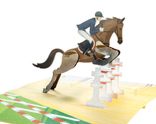 Load image into Gallery viewer, Horse Jumping Equestrian - WOW 3D Pop Up Greeting Card