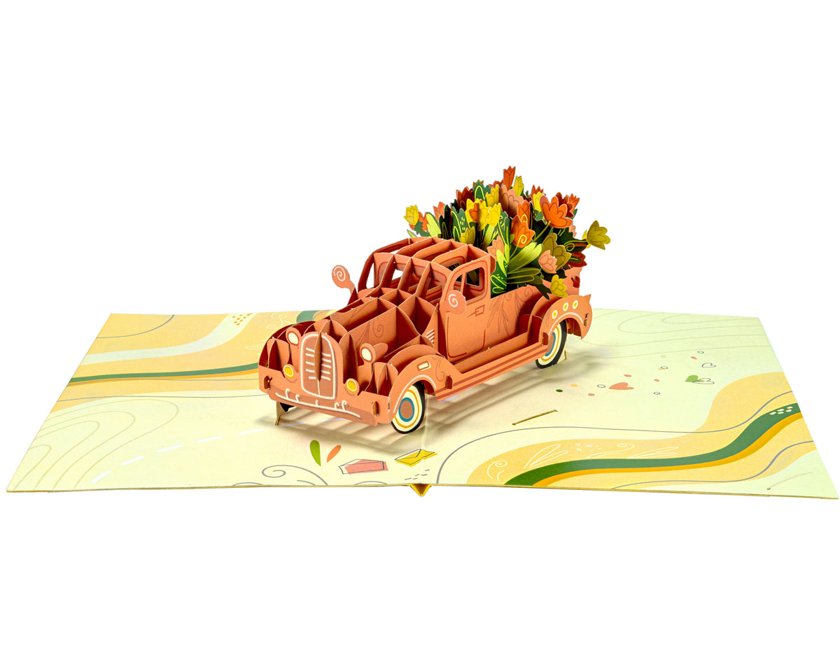 Tulip Flower Truck - WOW 3D Pop Up Greeting Card – WOW Pop Up Card
