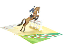 Load image into Gallery viewer, Horse Jumping Equestrian - WOW 3D Pop Up Greeting Card