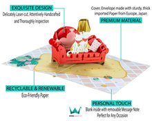 Load image into Gallery viewer, Cat Couple on Sofa - 3D Pop Up Greeting Card
