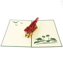Load image into Gallery viewer, Wow T-Rex Dinosaur - 3D Pop Up Greeting Card
