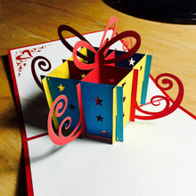 Load image into Gallery viewer, Birthday Gift Box - Pop Up Card - Pop Up Cards - Handmade Card - WOWPaperArt