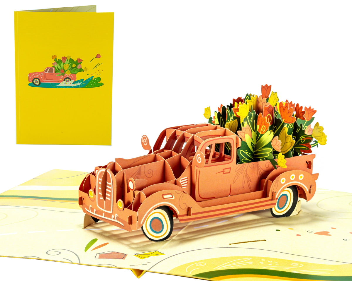 Tulip Flower Truck - WOW 3D Pop Up Greeting Card – WOW Pop Up Card