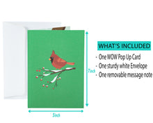 Load image into Gallery viewer, Cardinal Bird - WOW 3D Pop Up Greeting Card
