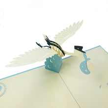 Load image into Gallery viewer, Baby and Stork (Blue) - WOW 3D Pop Up Card
