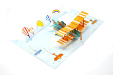 Load image into Gallery viewer, Rainbow Biplane - WOW 3D Pop Up Greeting Card