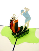 Load image into Gallery viewer, Female Golf Player - WOW 3D Pop Up Greeting Card