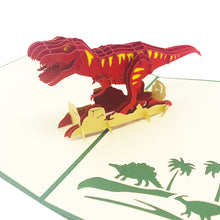 Load image into Gallery viewer, Wow T-Rex Dinosaur - 3D Pop Up Greeting Card