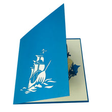 Load image into Gallery viewer, Blue Ocean Ship - Pop Up Card